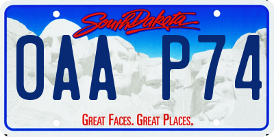 SD license plate 0AAP74