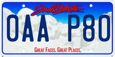 SD license plate 0AAP80