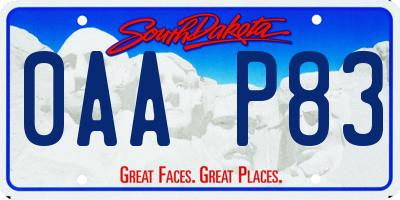 SD license plate 0AAP83