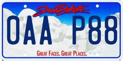 SD license plate 0AAP88