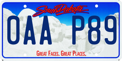 SD license plate 0AAP89