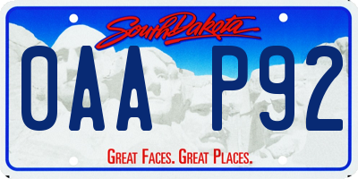 SD license plate 0AAP92