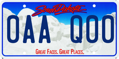 SD license plate 0AAQ00