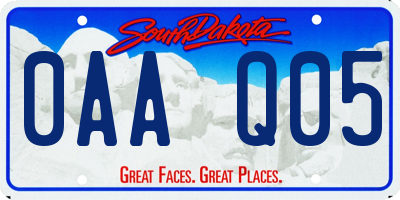 SD license plate 0AAQ05