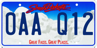 SD license plate 0AAQ12