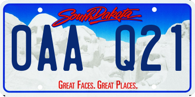 SD license plate 0AAQ21