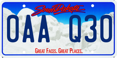 SD license plate 0AAQ30