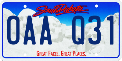 SD license plate 0AAQ31