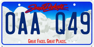 SD license plate 0AAQ49