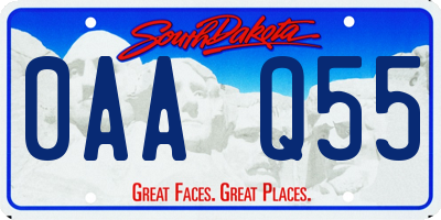 SD license plate 0AAQ55