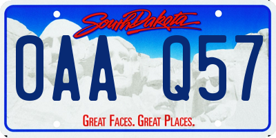 SD license plate 0AAQ57