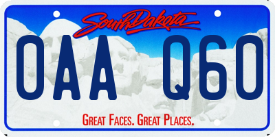 SD license plate 0AAQ60