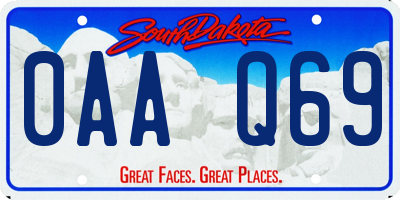 SD license plate 0AAQ69