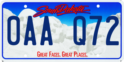 SD license plate 0AAQ72