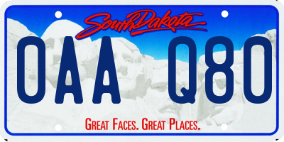 SD license plate 0AAQ80