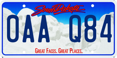 SD license plate 0AAQ84