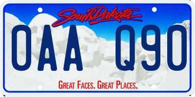 SD license plate 0AAQ90