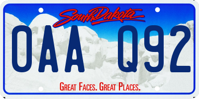 SD license plate 0AAQ92