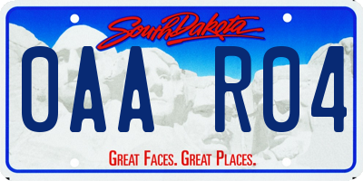 SD license plate 0AAR04