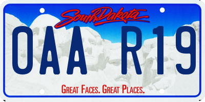 SD license plate 0AAR19