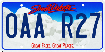 SD license plate 0AAR27