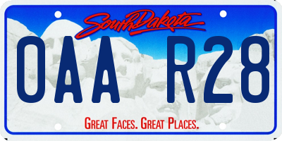 SD license plate 0AAR28