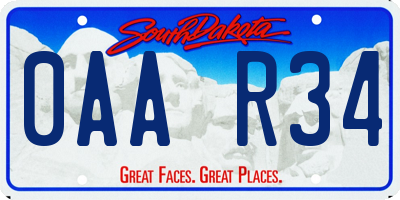 SD license plate 0AAR34