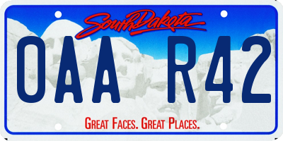 SD license plate 0AAR42