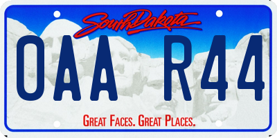 SD license plate 0AAR44
