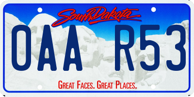 SD license plate 0AAR53