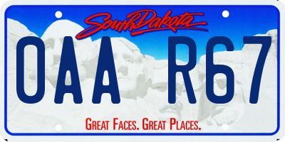 SD license plate 0AAR67