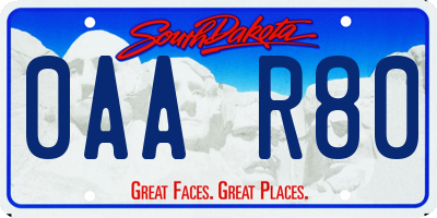 SD license plate 0AAR80