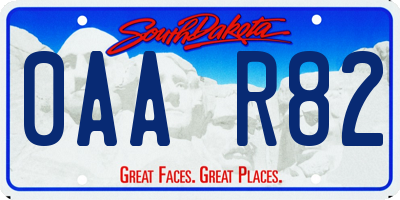 SD license plate 0AAR82