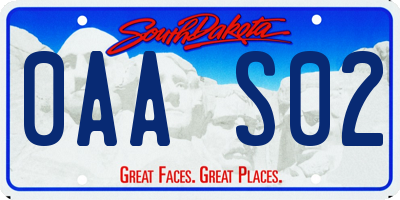 SD license plate 0AAS02