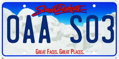 SD license plate 0AAS03