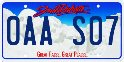 SD license plate 0AAS07
