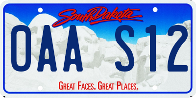 SD license plate 0AAS12