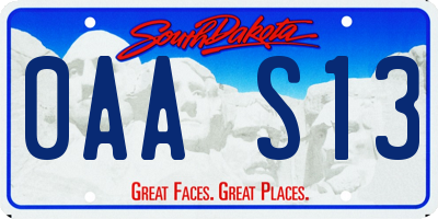 SD license plate 0AAS13