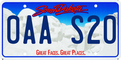 SD license plate 0AAS20