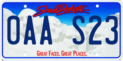 SD license plate 0AAS23