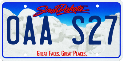 SD license plate 0AAS27