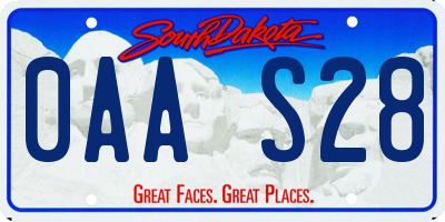 SD license plate 0AAS28
