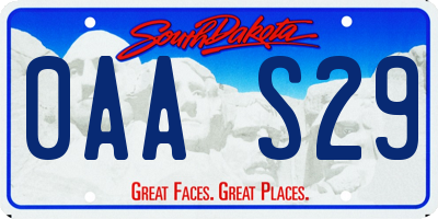 SD license plate 0AAS29