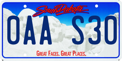 SD license plate 0AAS30