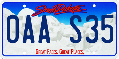 SD license plate 0AAS35