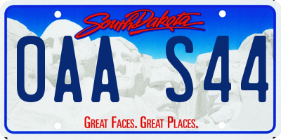 SD license plate 0AAS44
