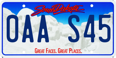 SD license plate 0AAS45