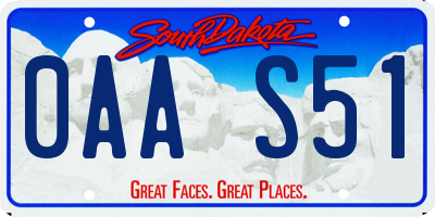 SD license plate 0AAS51