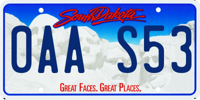 SD license plate 0AAS53