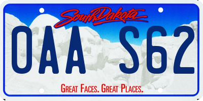 SD license plate 0AAS62